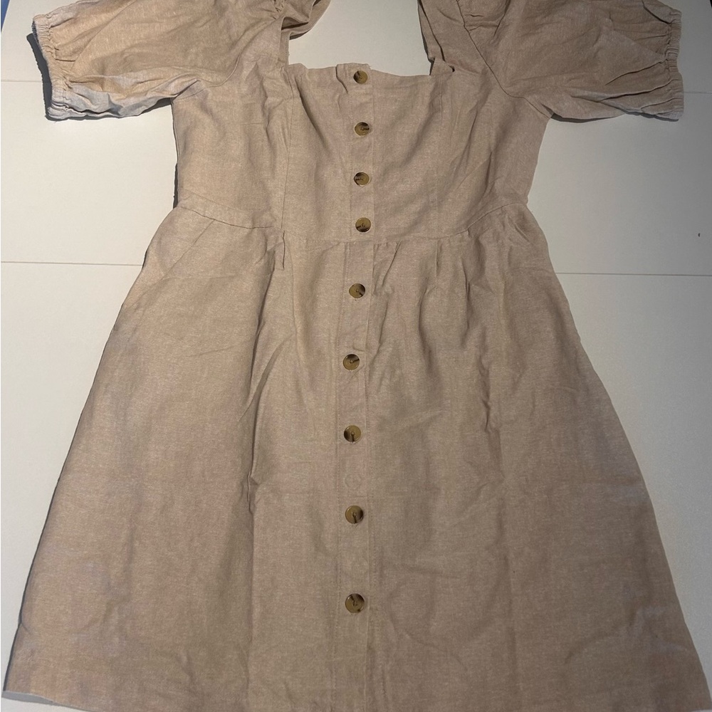 NWT Old Navy Tan Women’s Dress with Button Front